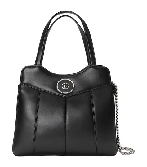 Petite GG small tote bag in black leather 